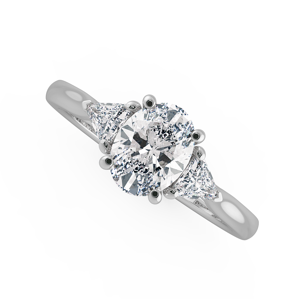Oval Three Stone Engagement Rings