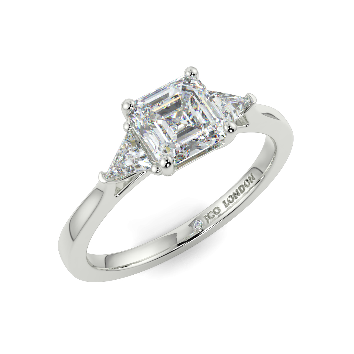 Asscher Three Stone Engagement Rings