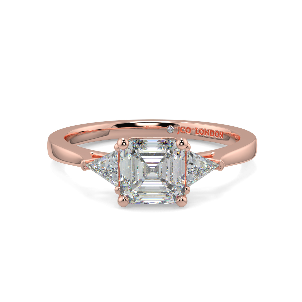 Asscher Three Stone Engagement Rings