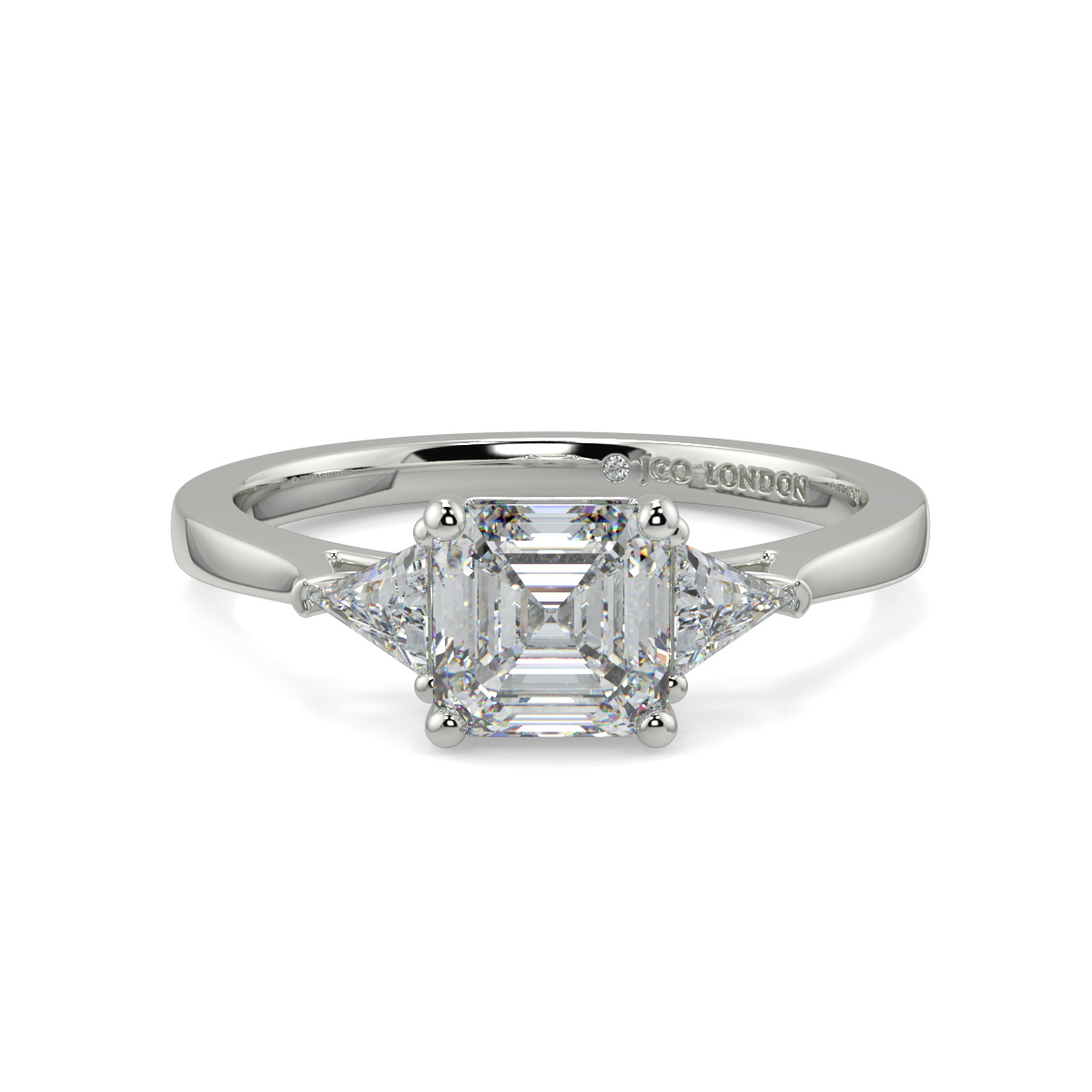 Asscher Three Stone Engagement Rings