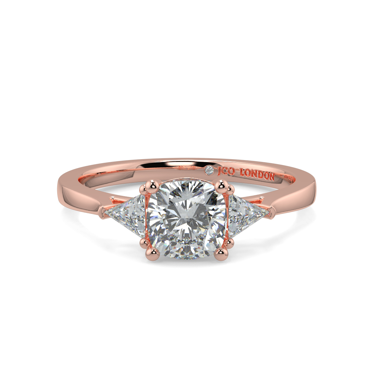 Cushion Three Stone Engagement Rings