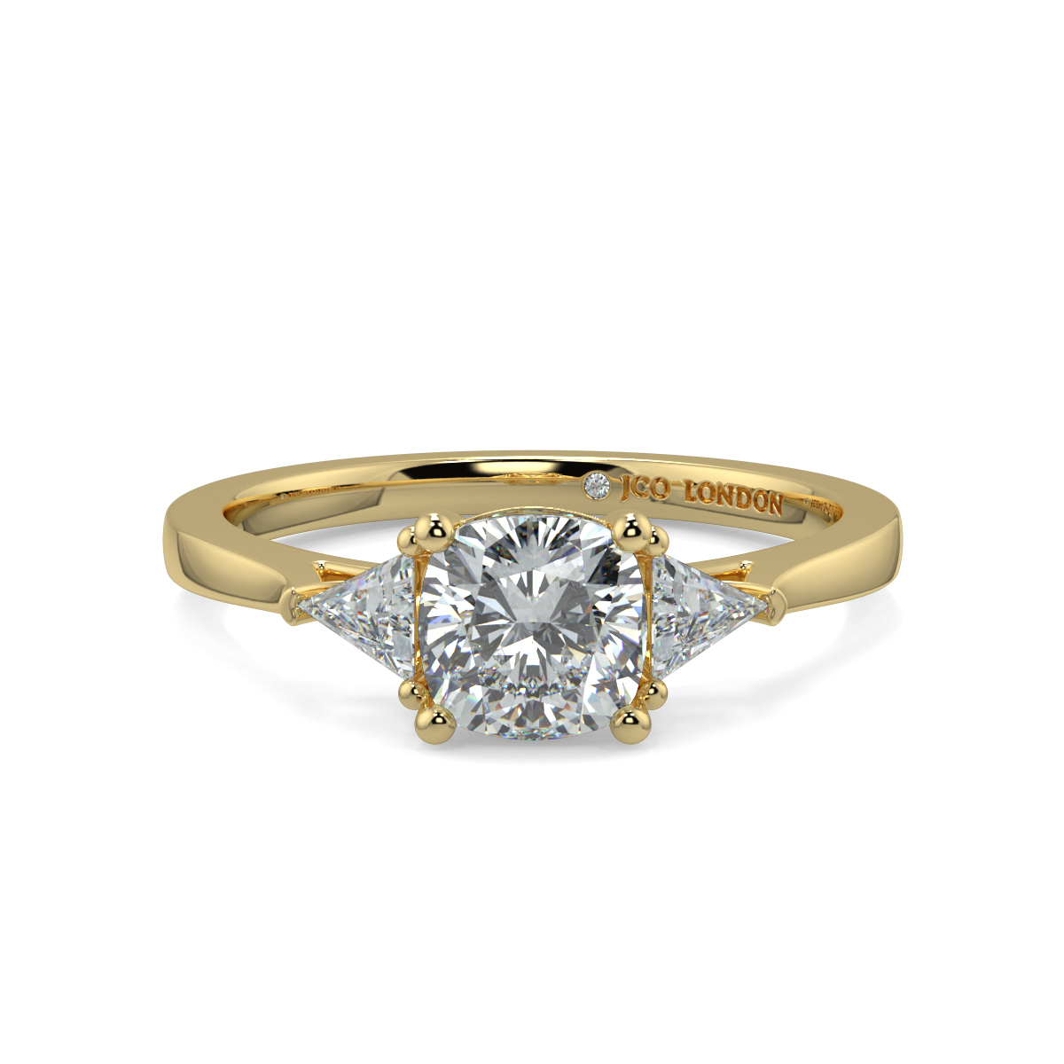 Cushion Three Stone Engagement Rings