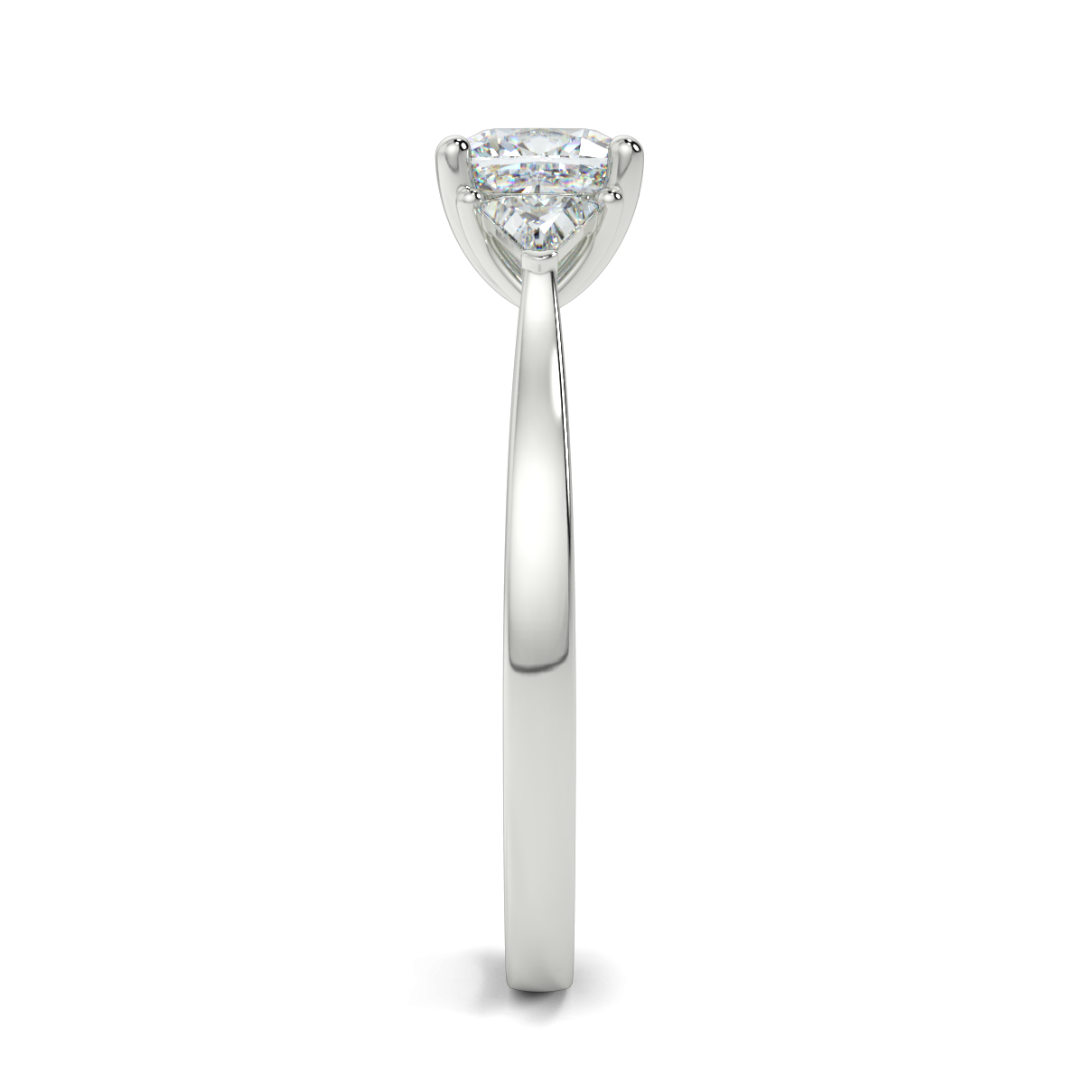 Cushion Three Stone Engagement Rings