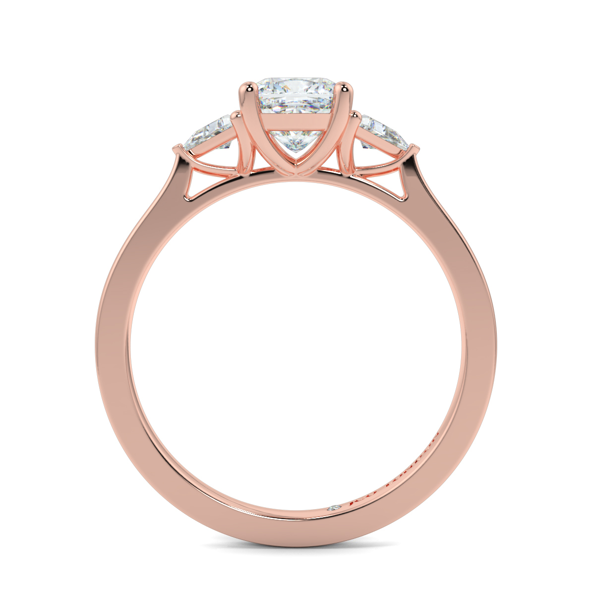 Cushion Three Stone Engagement Rings