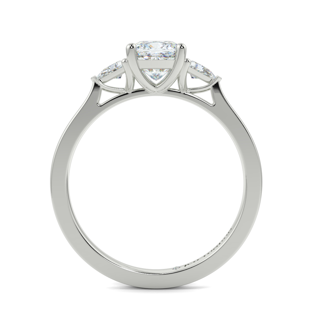 Cushion Three Stone Engagement Rings