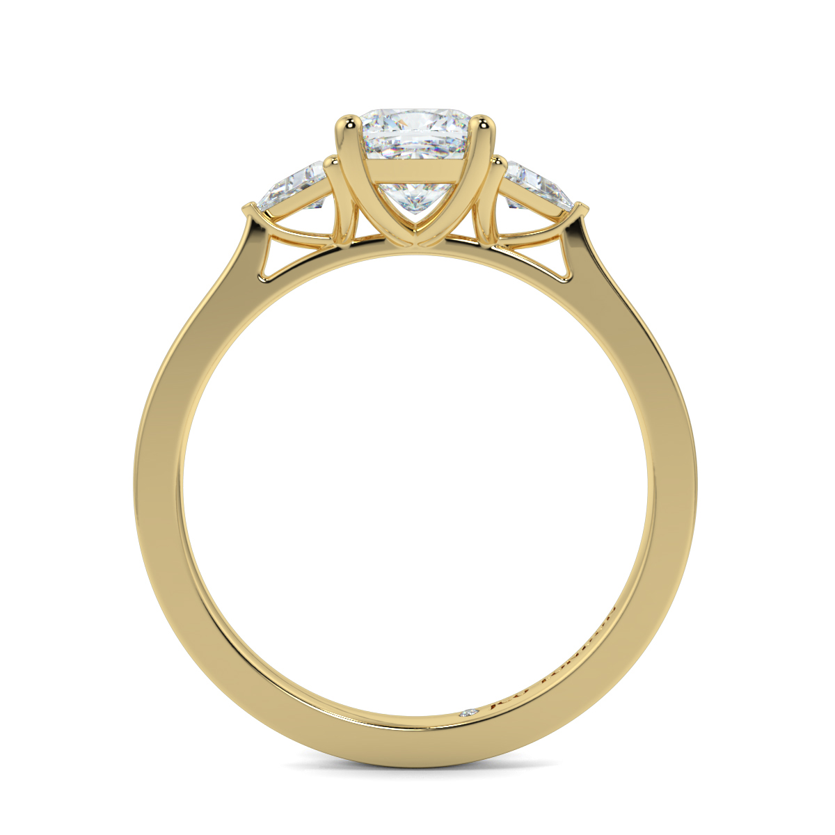Cushion Three Stone Engagement Rings