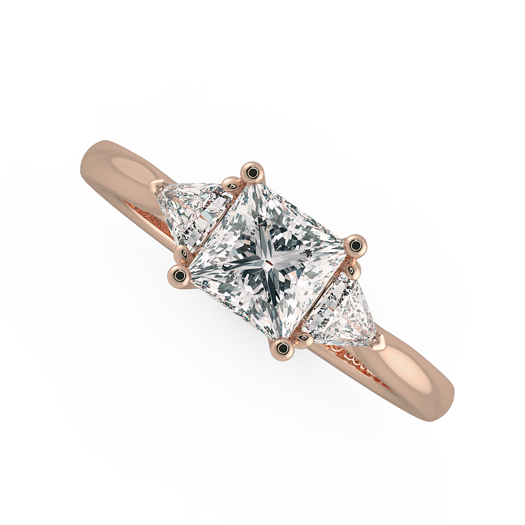 Princess Three Stone Engagement Rings