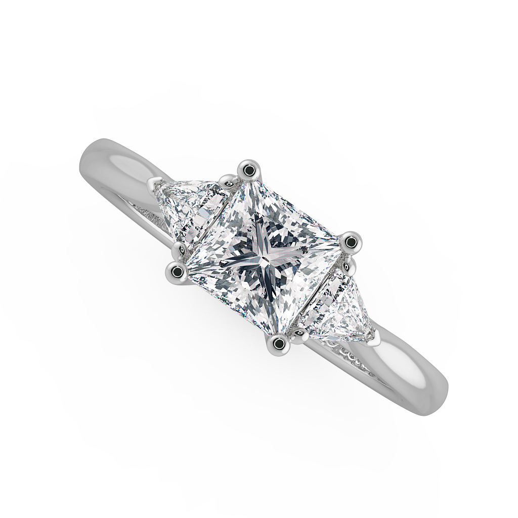 Princess Three Stone Engagement Rings