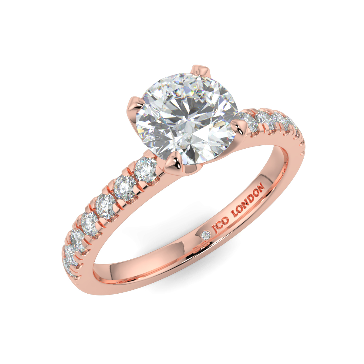 Round Shoulder Diamond  Engagement Rings