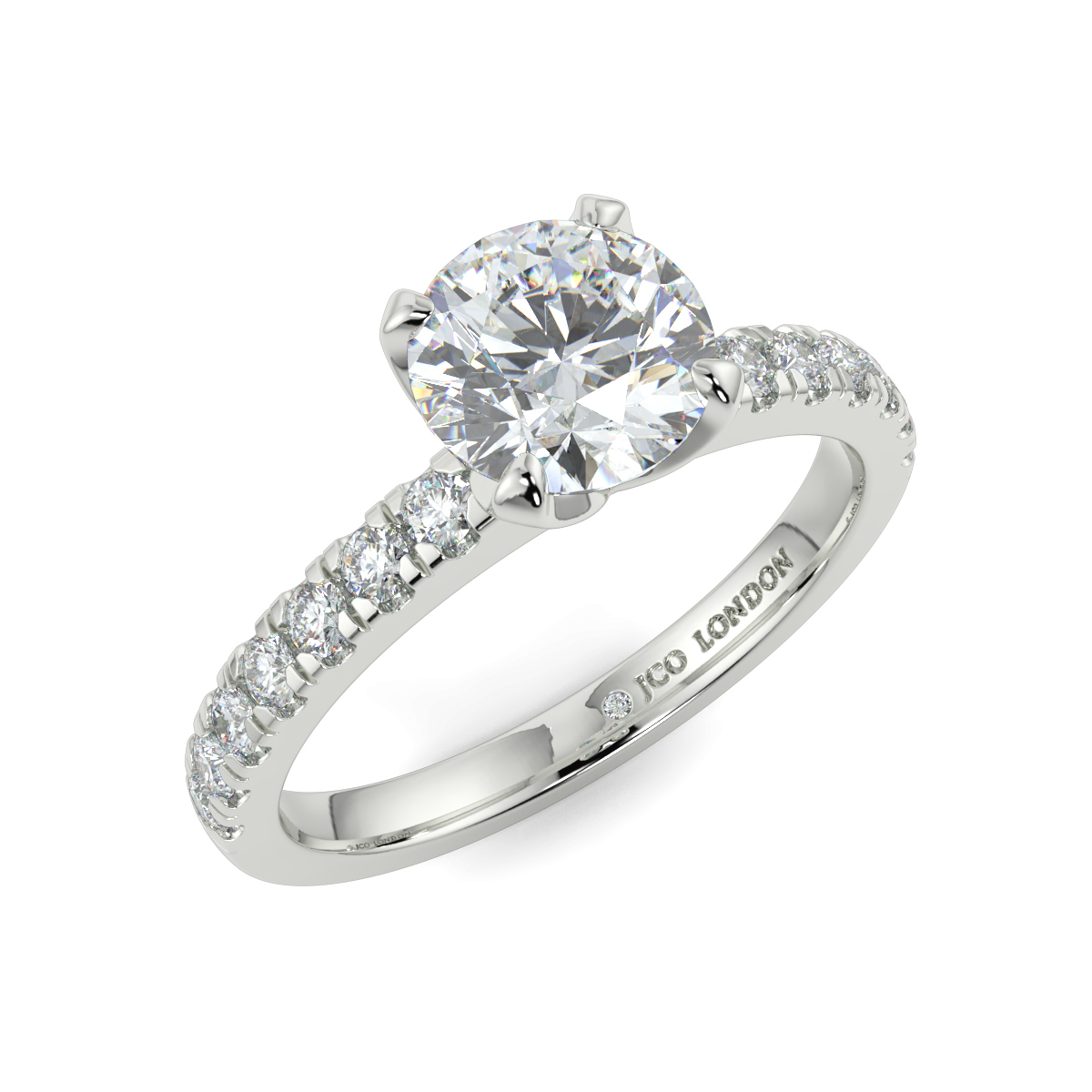 Round Shoulder Diamond  Engagement Rings