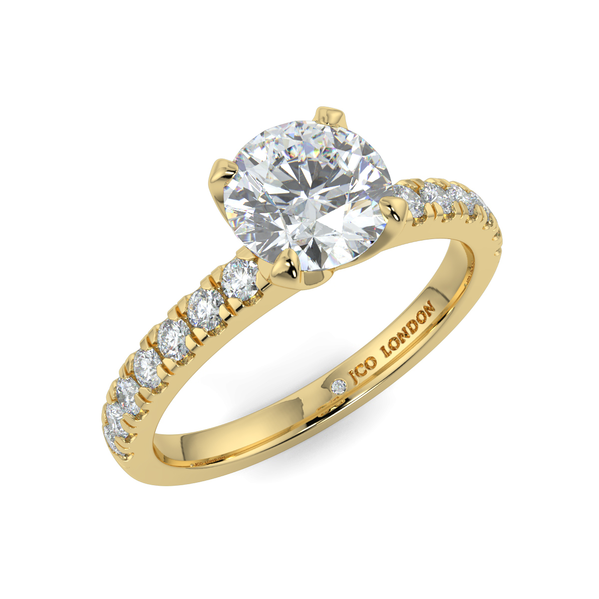 Round Shoulder Diamond  Engagement Rings