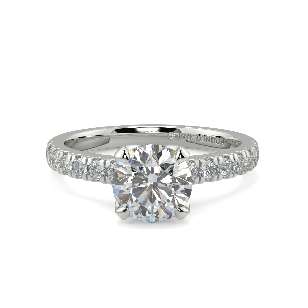 Round Shoulder Diamond  Engagement Rings