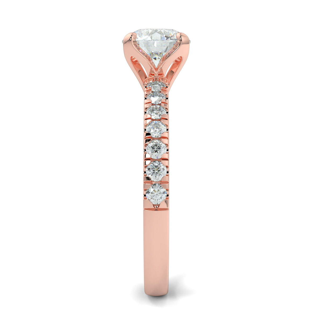 Round Shoulder Diamond  Engagement Rings