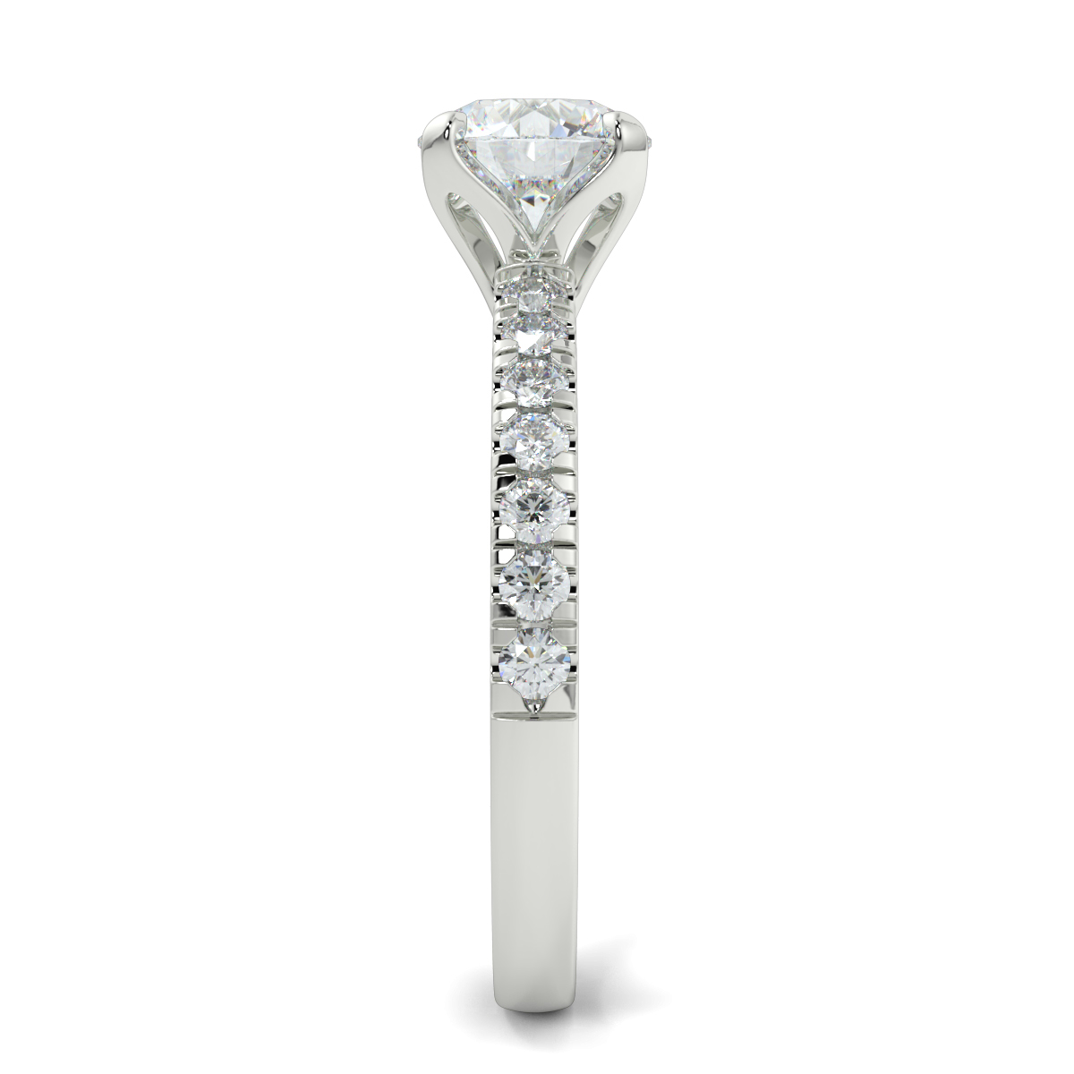 Round Shoulder Diamond  Engagement Rings