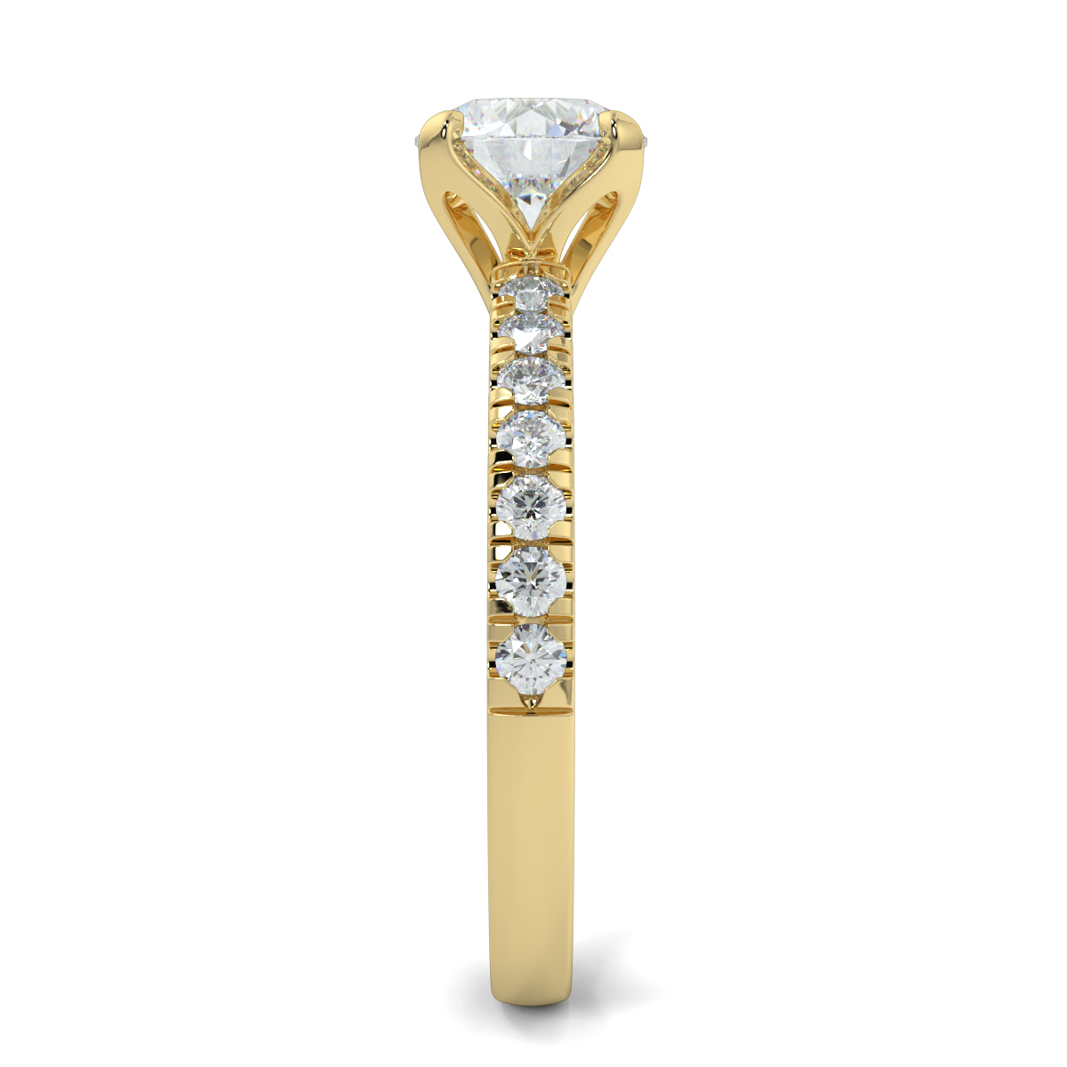 Round Shoulder Diamond  Engagement Rings