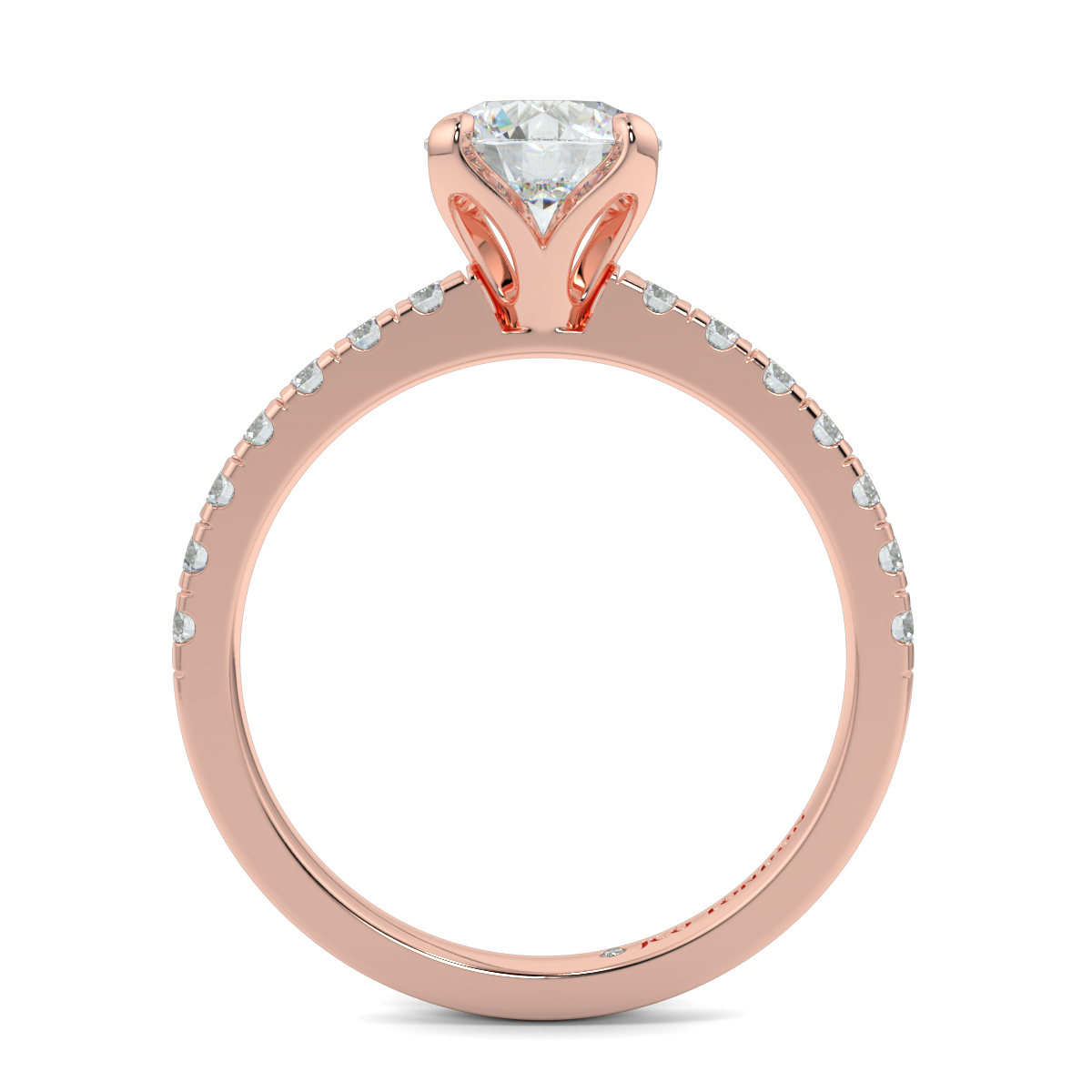 Round Shoulder Diamond  Engagement Rings