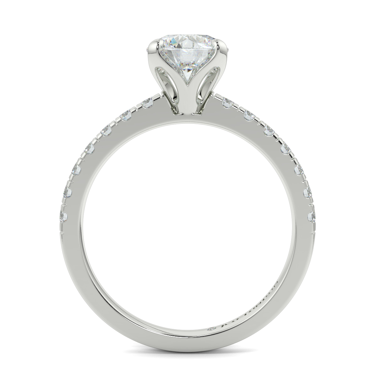 Round Shoulder Diamond  Engagement Rings