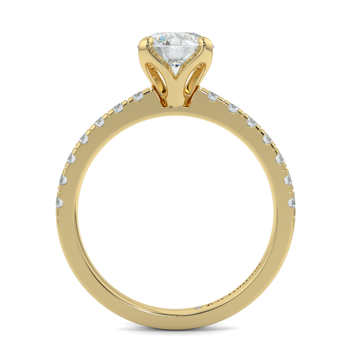 Round Shoulder Diamond  Engagement Rings