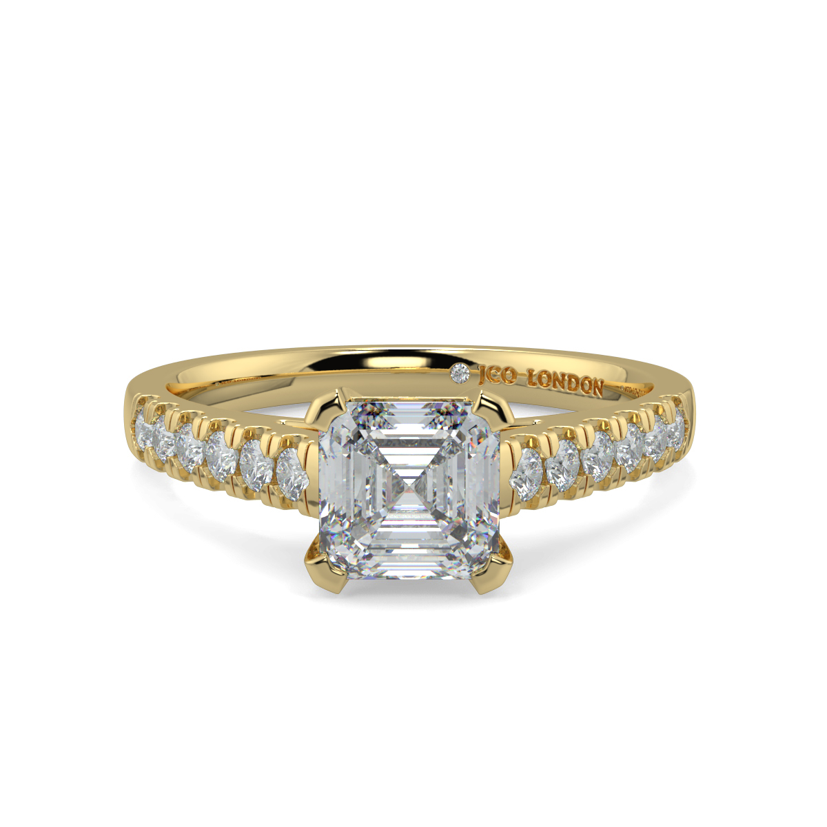 Asscher Shoulder Diamond  Engagement Rings