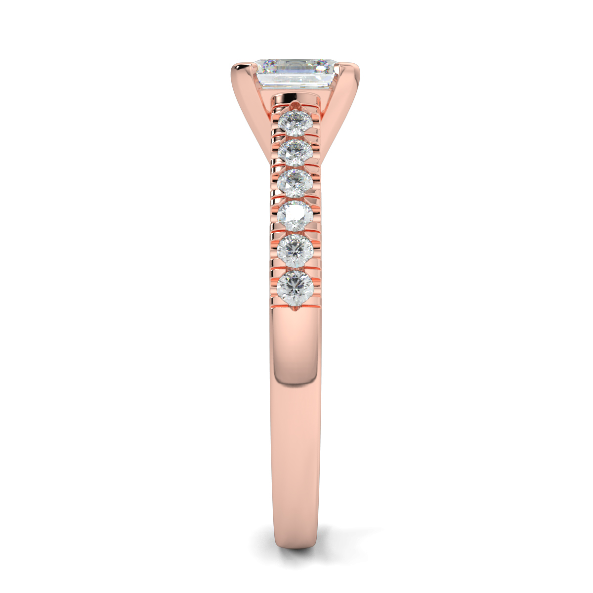 Asscher Shoulder Diamond  Engagement Rings