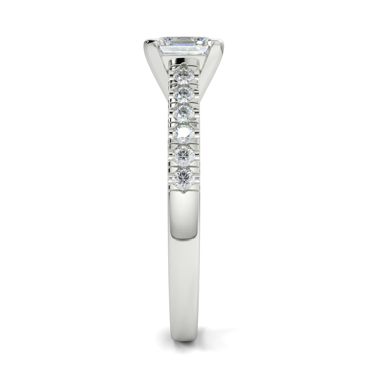 Asscher Shoulder Diamond  Engagement Rings