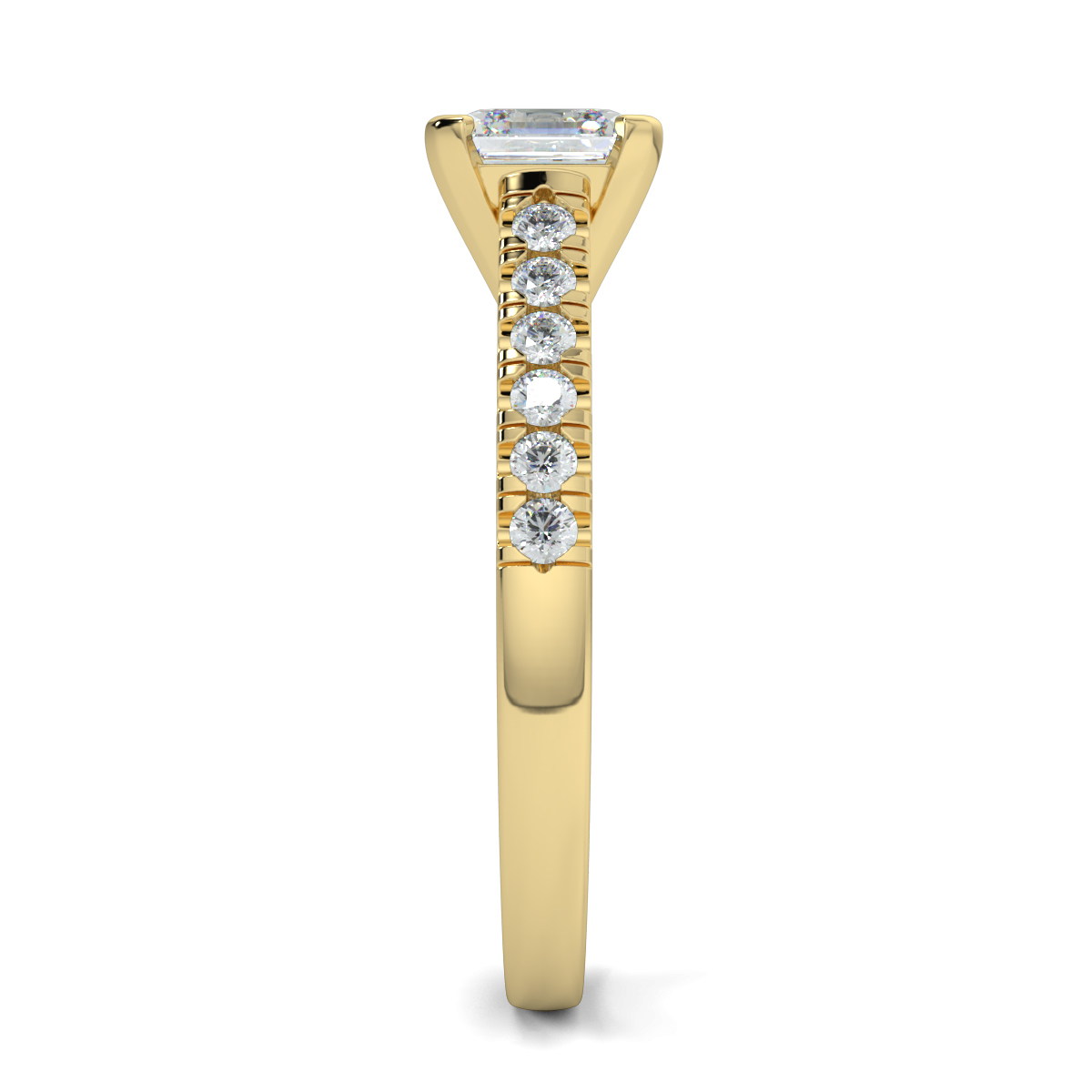 Asscher Shoulder Diamond  Engagement Rings