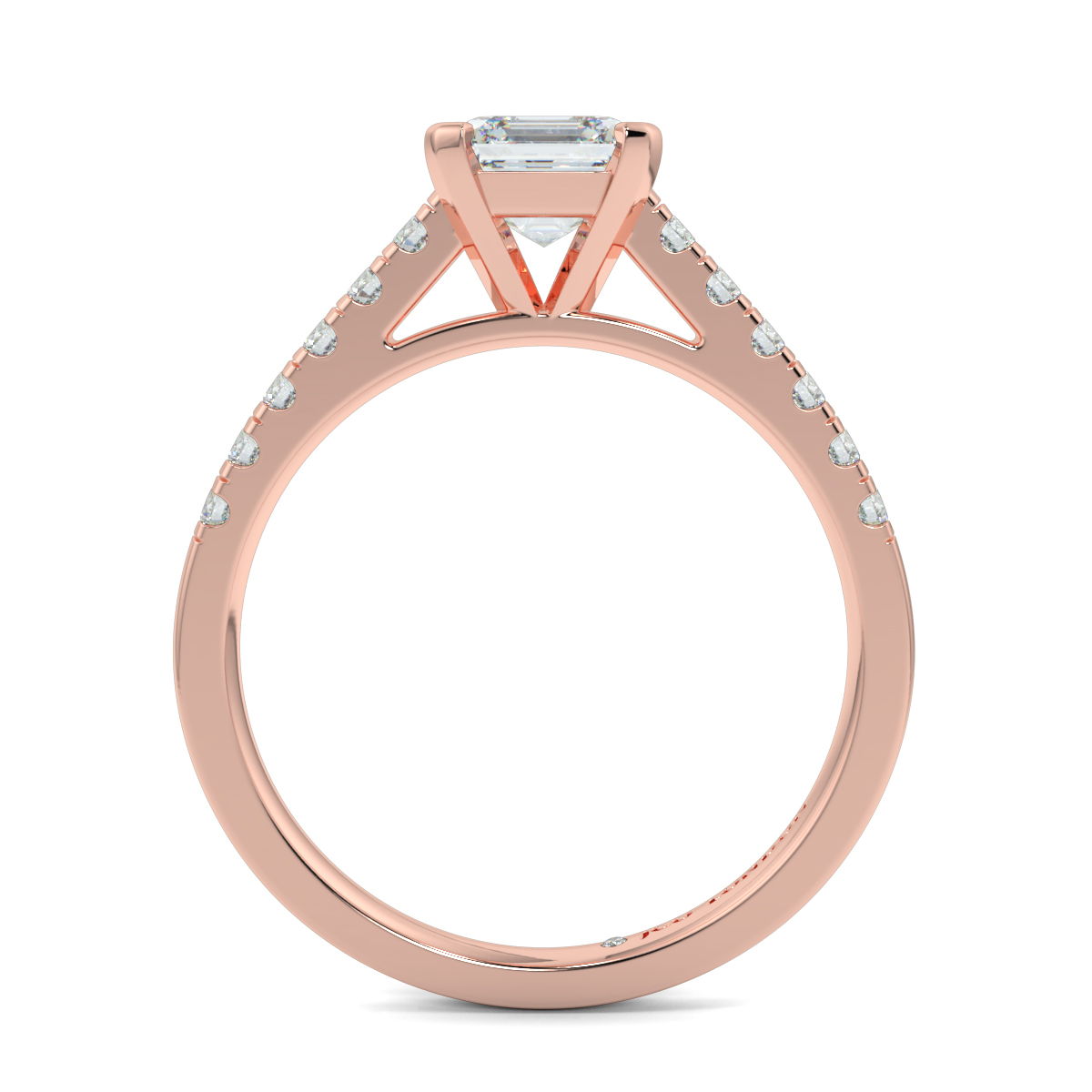 Asscher Shoulder Diamond  Engagement Rings