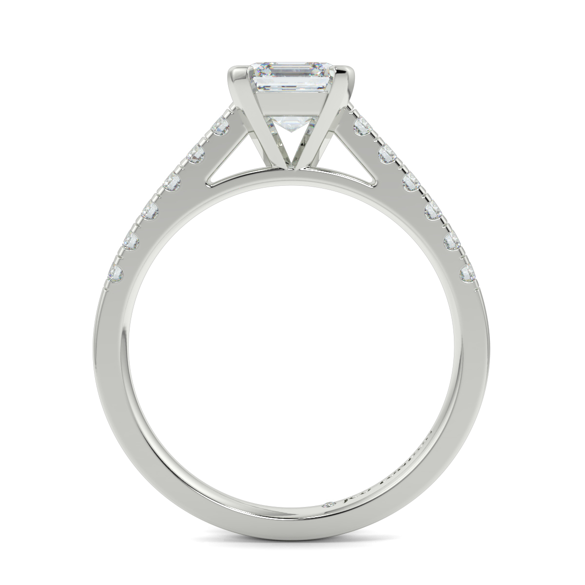 Asscher Shoulder Diamond  Engagement Rings