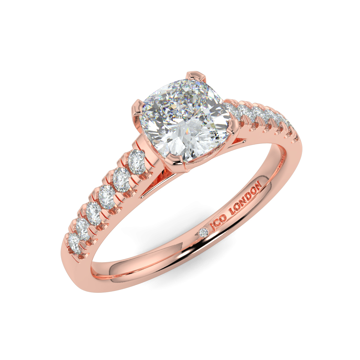 Cusion Shoulder Diamond  Engagement Rings