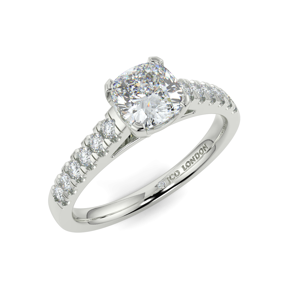 Cusion Shoulder Diamond  Engagement Rings
