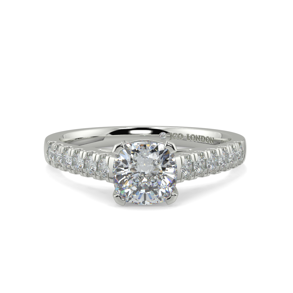 Cusion Shoulder Diamond  Engagement Rings