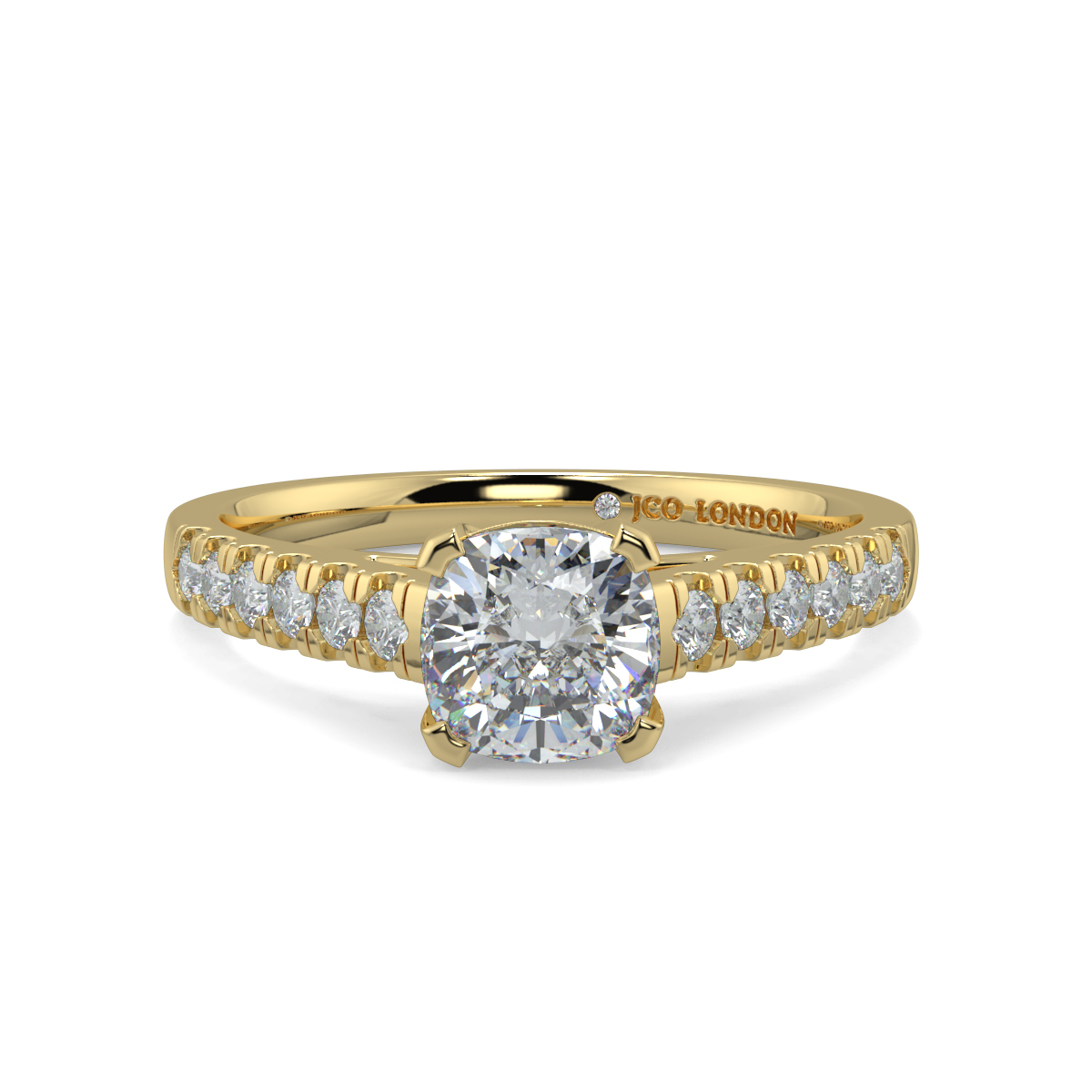 Cusion Shoulder Diamond  Engagement Rings