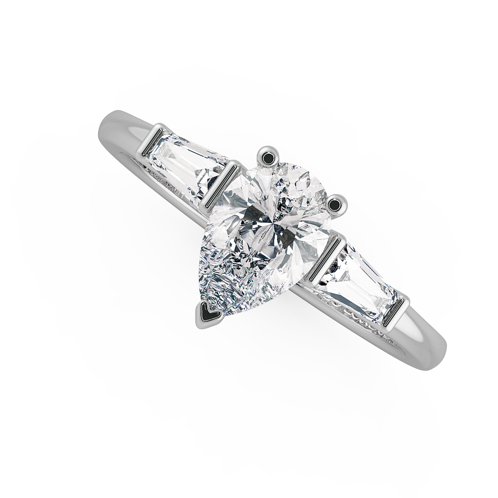 Pear Three Stone Engagement Rings