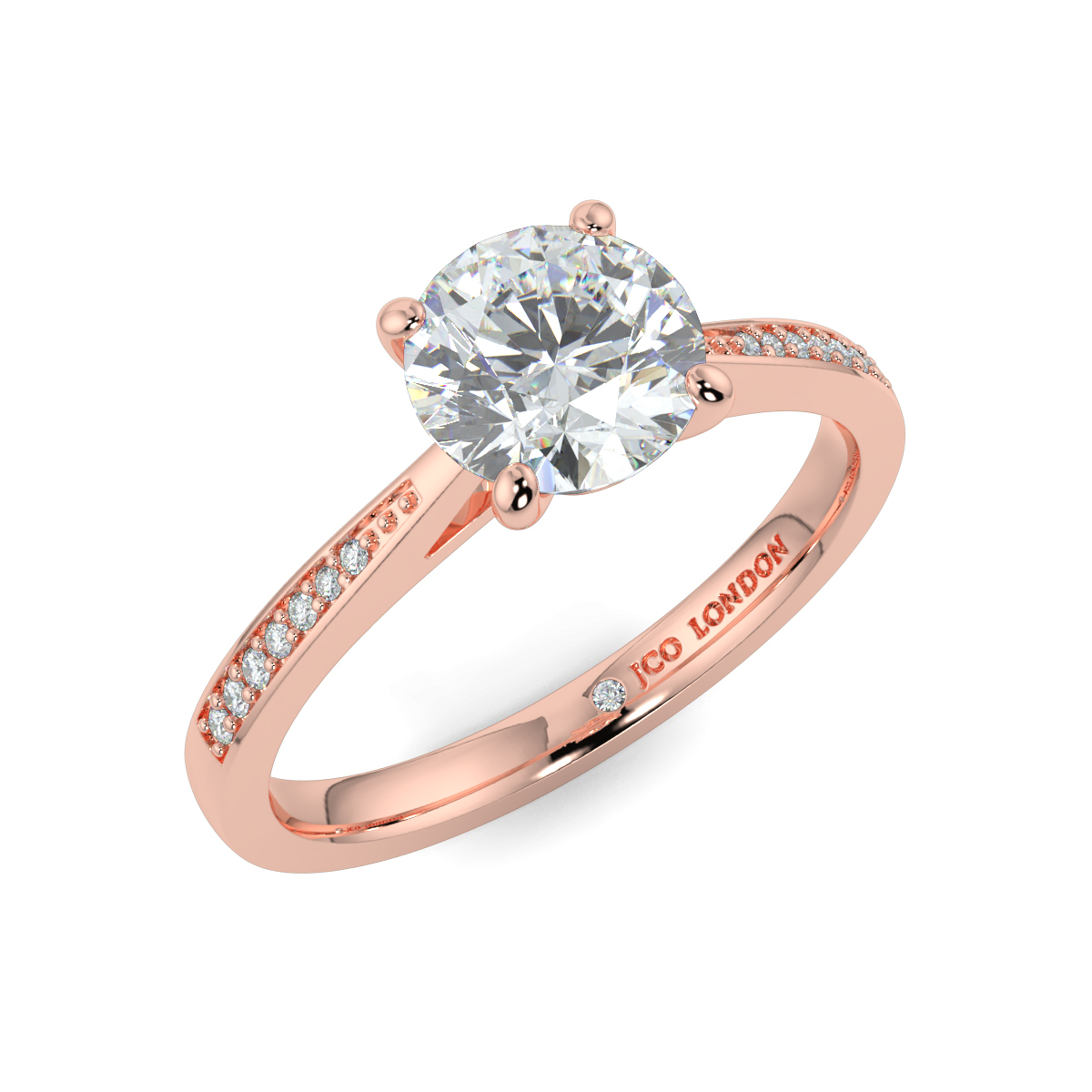 Round Shoulder Diamond  Engagement Rings