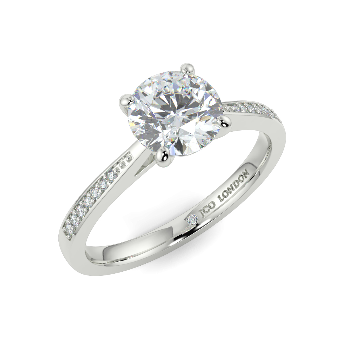 Round Shoulder Diamond  Engagement Rings