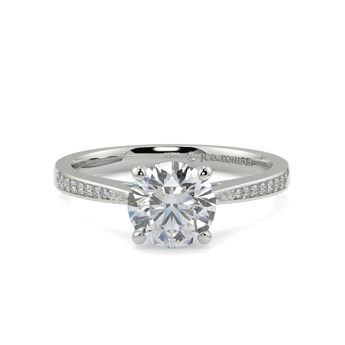 Round Shoulder Diamond  Engagement Rings