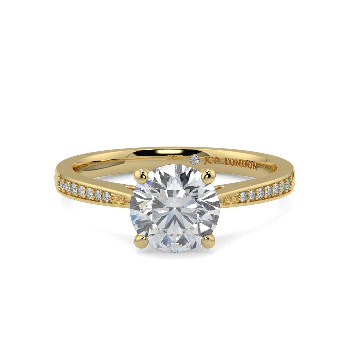 Round Shoulder Diamond  Engagement Rings