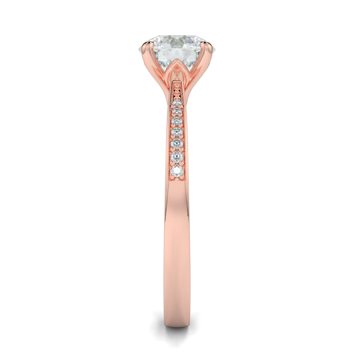 Round Shoulder Diamond  Engagement Rings