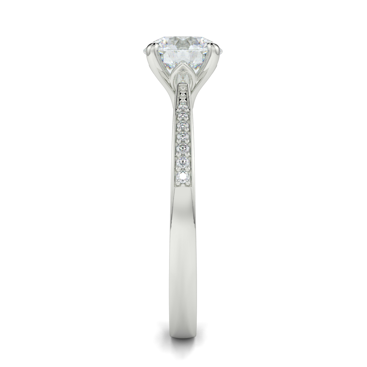 Round Shoulder Diamond  Engagement Rings