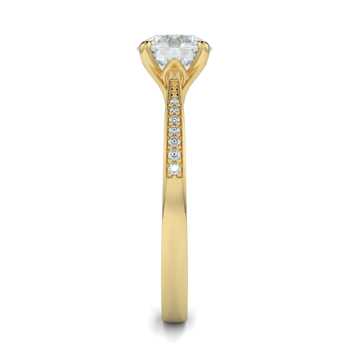 Round Shoulder Diamond  Engagement Rings