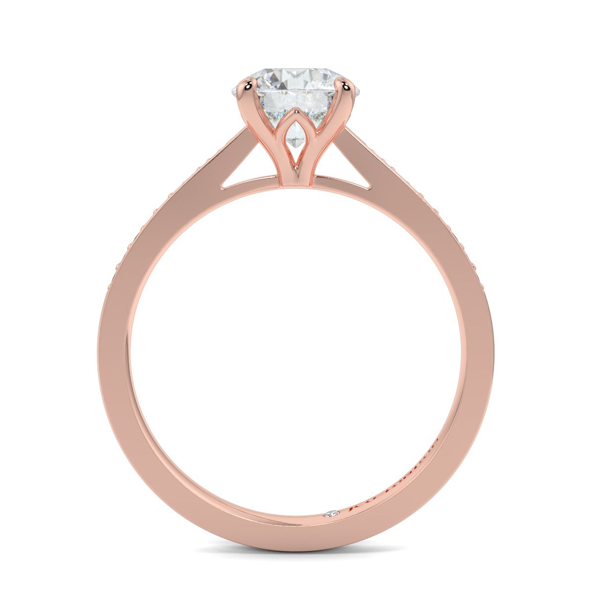 Round Shoulder Diamond  Engagement Rings