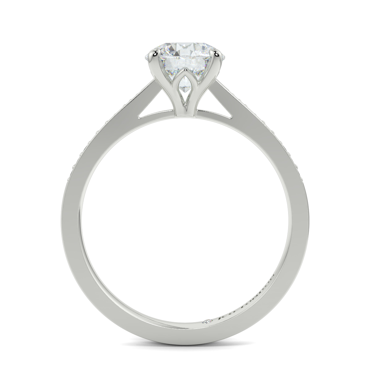 Round Shoulder Diamond  Engagement Rings