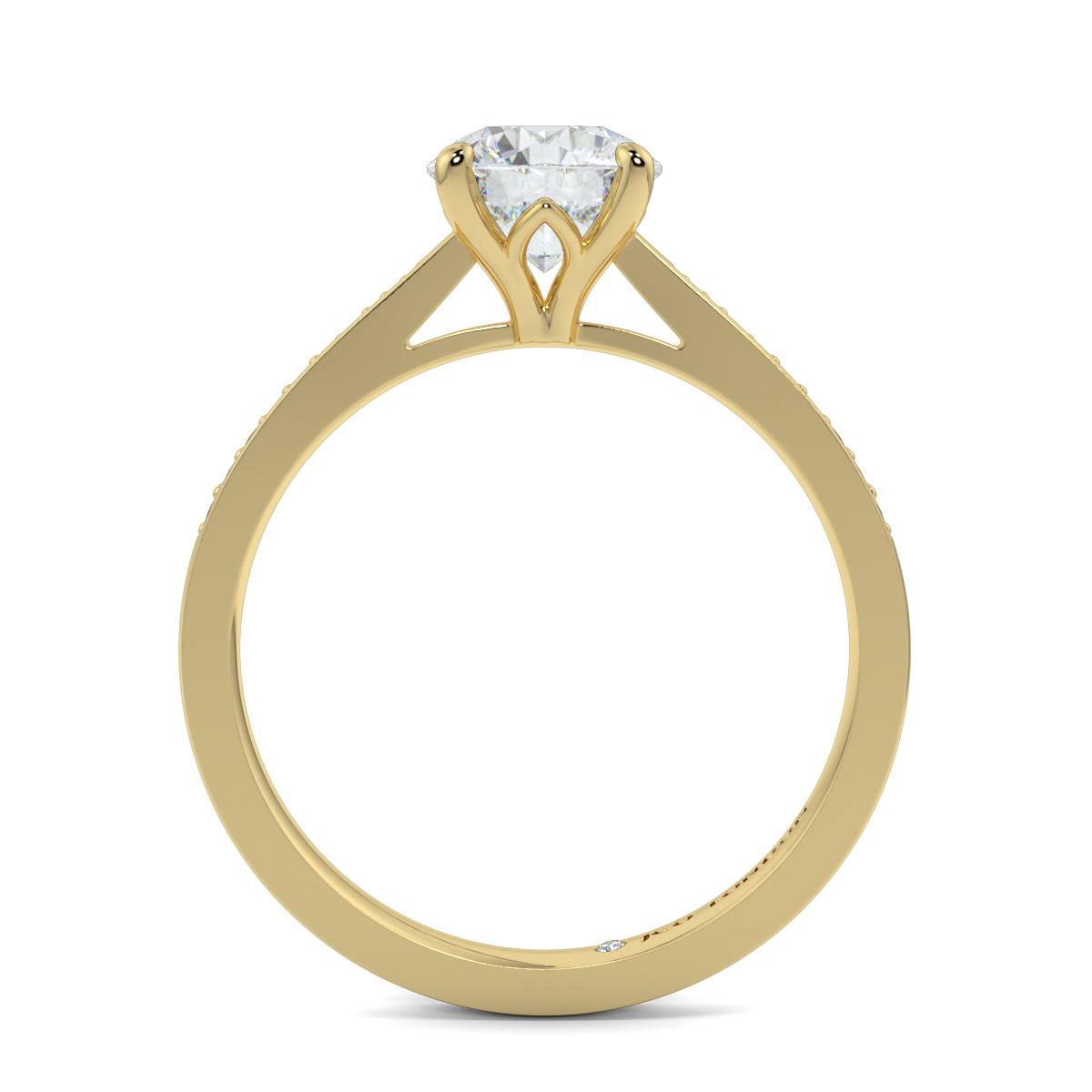 Round Shoulder Diamond  Engagement Rings
