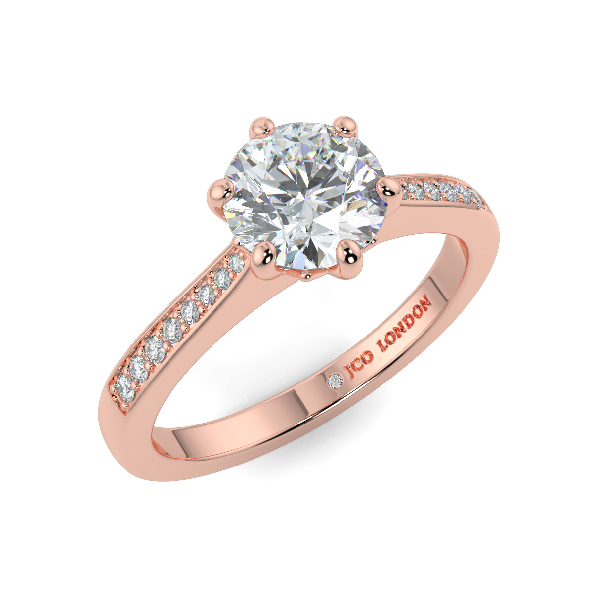 Round Shoulder Diamond  Engagement Rings