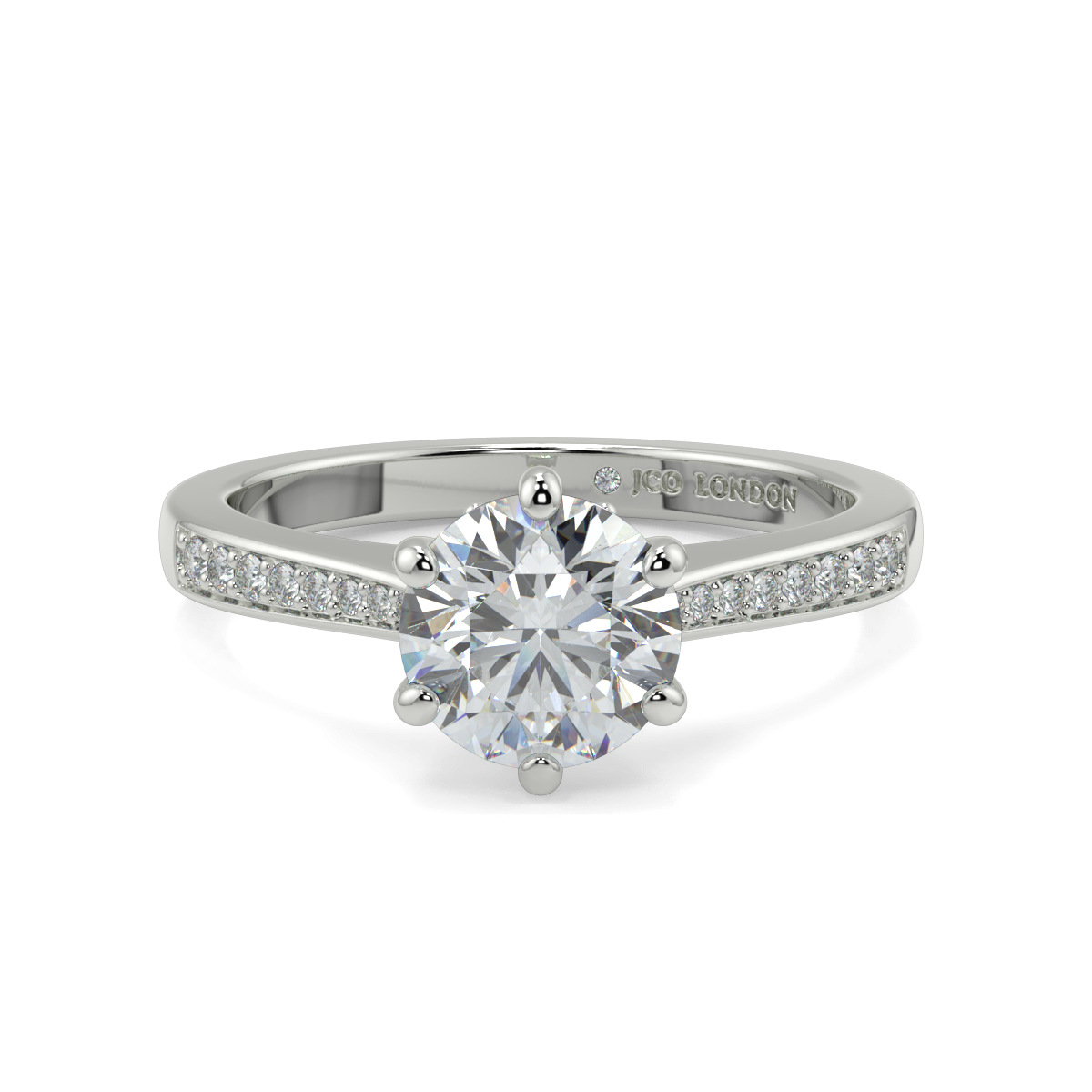 Round Shoulder Diamond  Engagement Rings