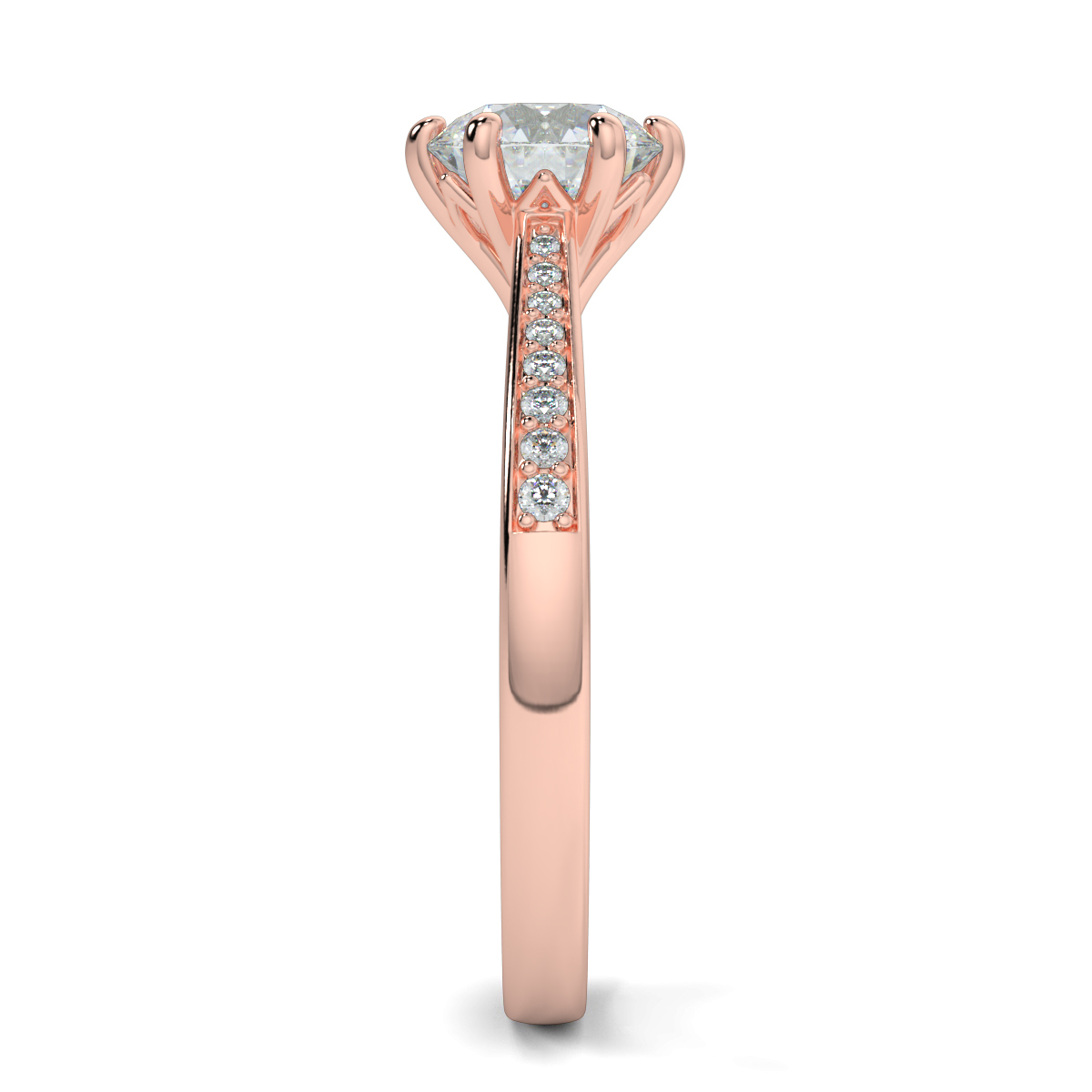 Round Shoulder Diamond  Engagement Rings