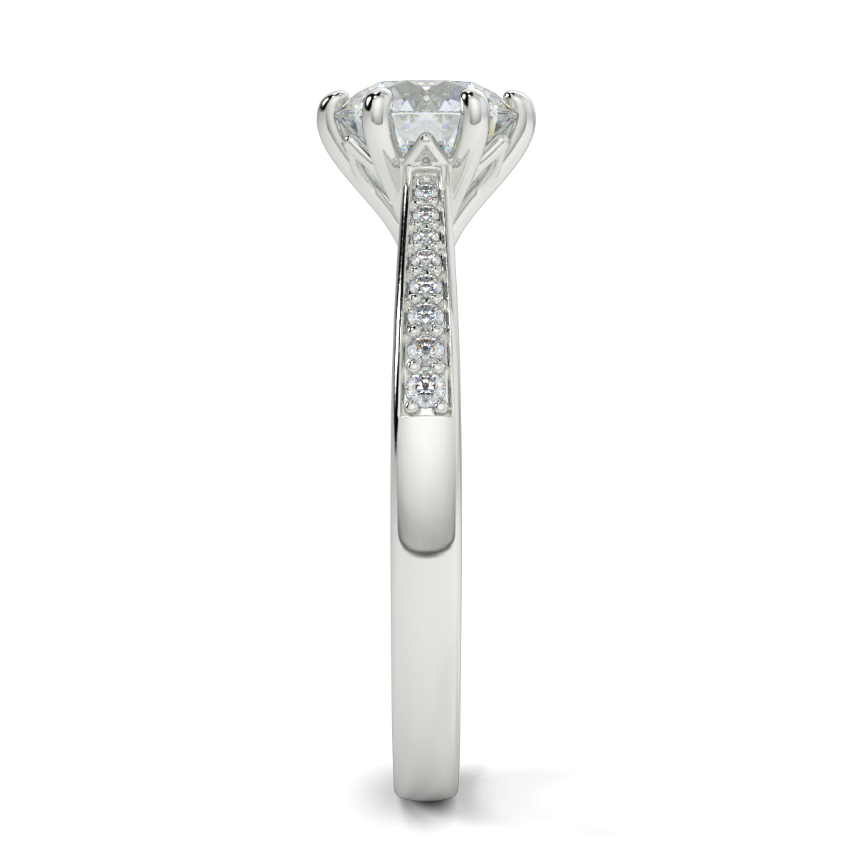 Round Shoulder Diamond  Engagement Rings