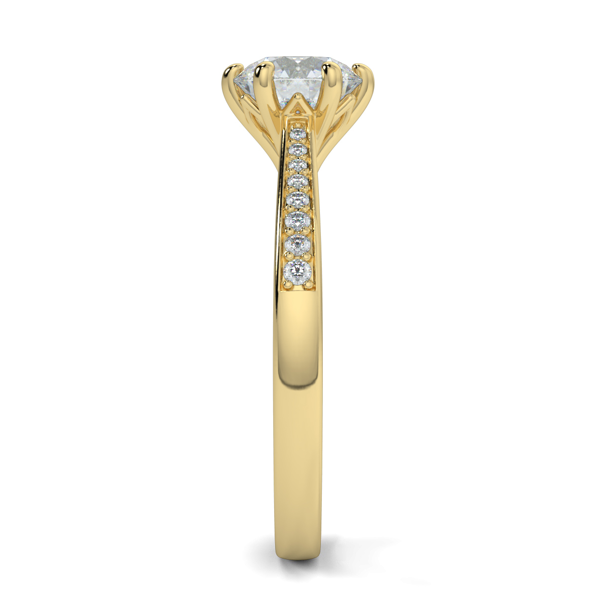Round Shoulder Diamond  Engagement Rings