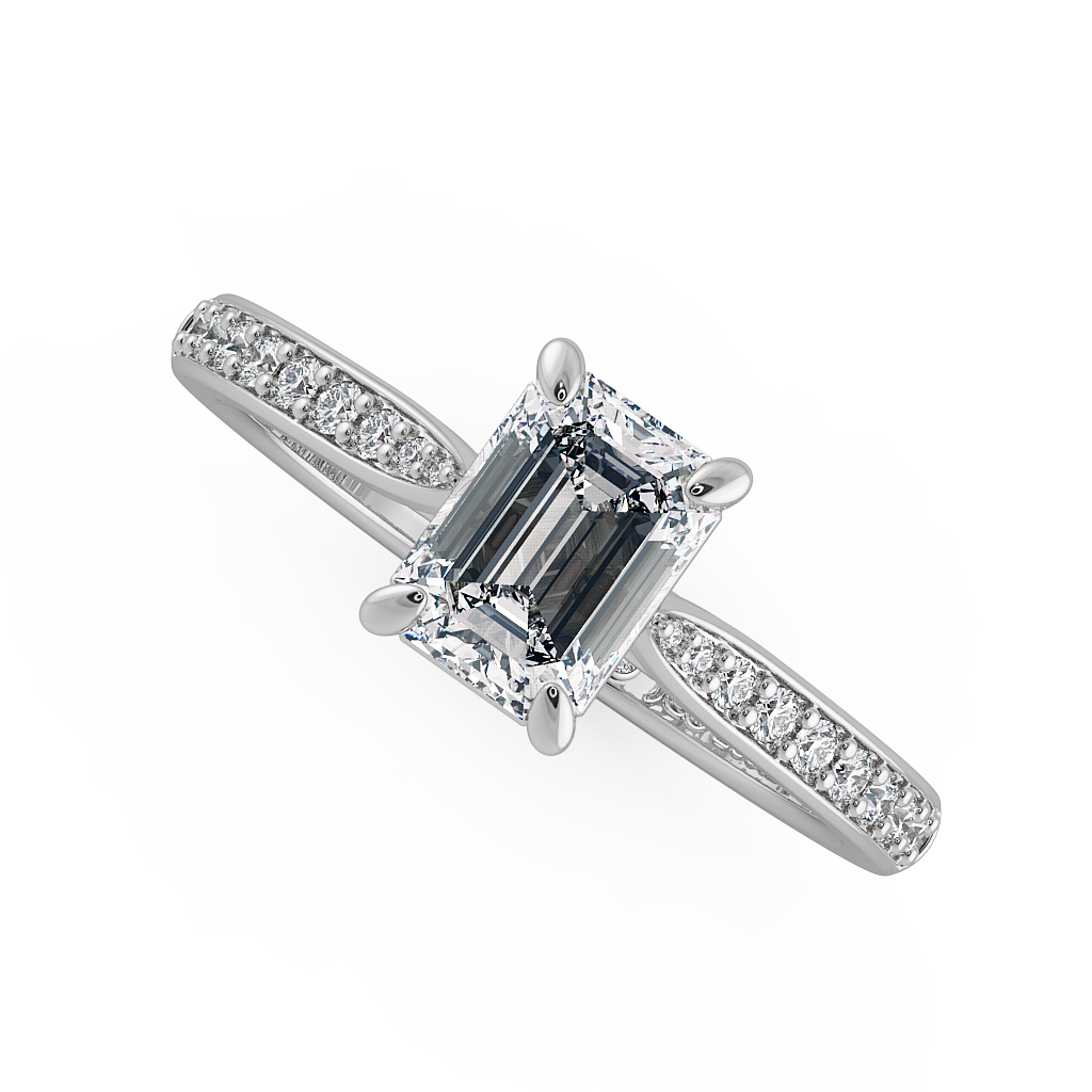 Emerald Shoulder Diamond  Engagement Rings