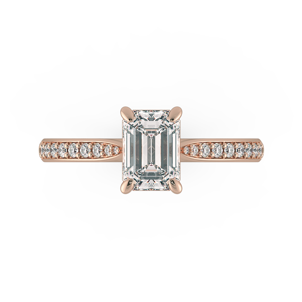 Emerald Shoulder Diamond  Engagement Rings